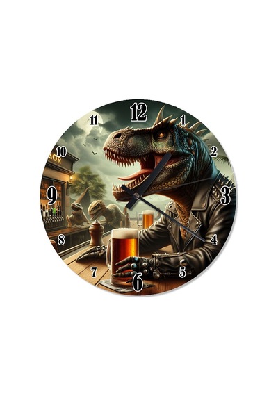 Bira İçen Dinozor Analog Duvar Saati
