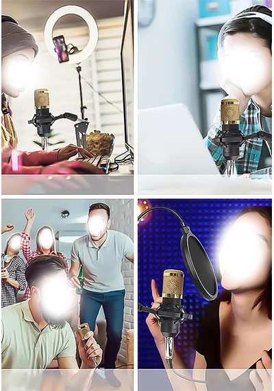 Thentech Profesyonel Kondansatör Mikrofon Seti Ses Kartı Komple Set Profesyonel Yayıncılar İçin Mikrofon Set