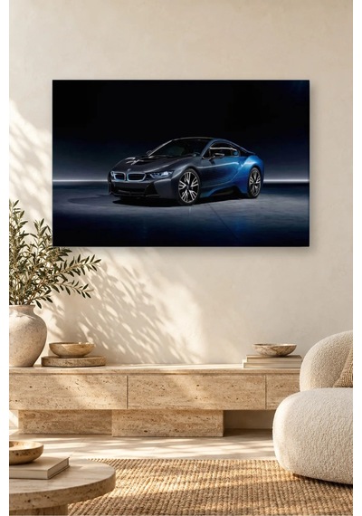 Fida Lacivert Stüdyo Işığında Bmw İ8 Canvas Tablo