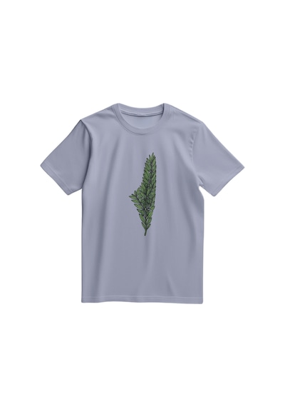 Kısa Kollu Zeytin Dalı İle Filistin Haritası Dijital Baskılı Unisex Filistin Tişört S - 2xl T300026 Gri