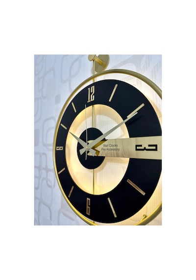 Pey Aksesuar Metal Camlı Duvar Saati 40x60 Cm Işıklı Gerçek Cam Duvar Saati Modern Tasarım Gold-şeffaf-siyah