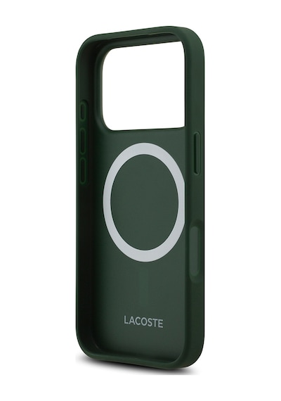 Apple Uyumlu iPhone 17 Pro Kılıf Lacoste Lisanslı M-safe Şarj Özellikli Pu Deri Metal Logolu Kapak Yeşil Yeşil