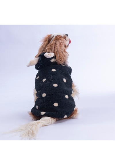 Siyah Tahoe Plush Yelek Peluş Kulaklı Kedi Köpek Yeleği Kedi Köpek Elbisesi Kedi Köpek Kıyafeti