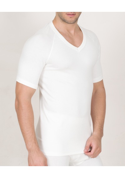 Güneri Underwear Termal İçlik V Yaka Fanila T-164b Beyaz - Krem