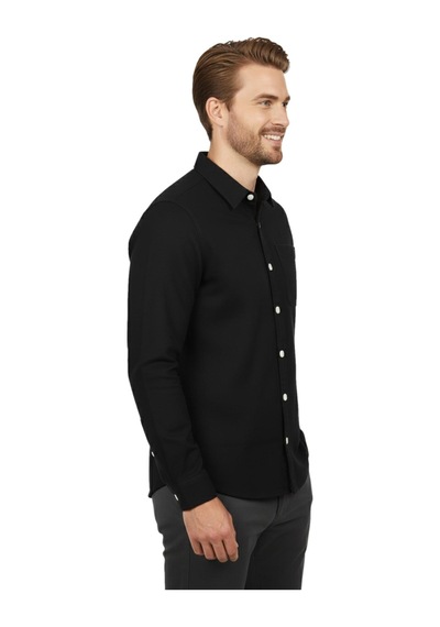 Raymons Erkek Spor Silim Fit Kanvas Tek Cepli Gömlek Bgl-st04955 Siyah