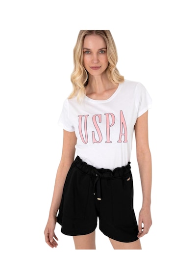 U.S. Polo Assn. Kadın Marka Yazılı T-shirt Beyaz