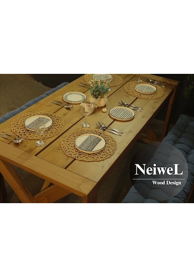Neiwel Garden Mora Doğal Ahşap Bahçe Yemek Masası-70-140 Açık Ceviz