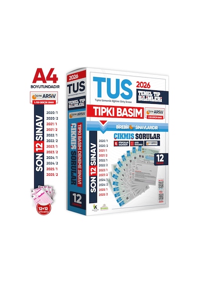 Karakutu Yayınları 2026 Tus Temel Tıp Bilimleri Ösym Çıkmış Soru Tıpkı Basım Son 6 Yıl 12li Deneme Kitapçığı