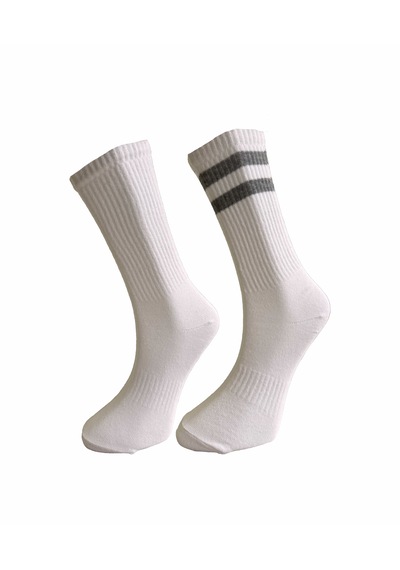 Silk Step 5'li Paket Erkek Spor Çorabı Beyaz Zemin Üzerine, 5 Farklı Çember Detaylı Beyaz