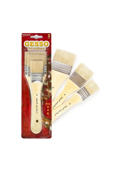 Gesso Boya Fırçası Seti, 3 Fırça Seti, 2, 4 Ve 6 Boylarında, Düz Fırçalar, Gesso, Akrilik, Yağlı Boya, Sulubo