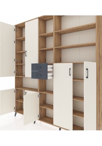 Arges Dolap 17 Raflı 2 Çekmeceli 7 Kapaklı 220x30x243 Çam-aytaşı/antrasit Aytası/antrasıt Arges Dolap 17 Raflı 2 Çekmeceli 7 Kapaklı 220x30x243 Çam-aytaşı/antrasit Aytası/antrasıt