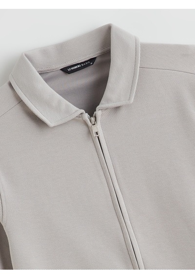 Lcwaıkıkı Classic Gri Standart Kalıp Polo Yaka Erkek Fermuarlı Sweatshirt