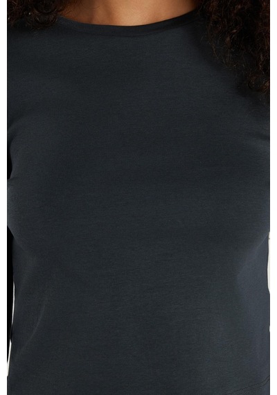 Tudors Kadın Slim Fit Dar Kesim Uzun Kollu Bisiklet Yaka Antrasit Bluz-34085 Antrasit