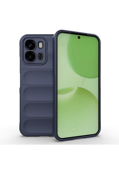 Oppo A6x Kılıf Darbe Emici Leke Tutmaz Esnek Tpu Oyuklu Arka Yüzey Tasarımlı Zore Etnik Silikon Kapak Lacivert