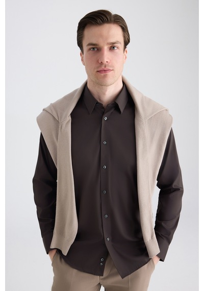 Twn Slim Fit Kahverengi Düz Gömlek 5ef02ad10288m Çok Renkli
