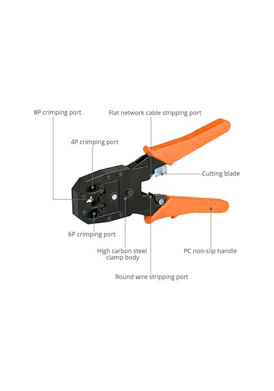 Rj45 Sıkma Pensesi + 100 Adet Rj45 Konnektör Cat5 Cat6 Ethernet Ağ Kablosu Seti