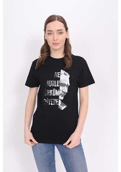 Toontoy Unisex Baskılı Tişört Siyah