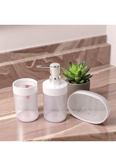 Akrilik 3'lü Banyo Ve Lavabo Seti - Diş Fırçalık, Sıvı Sabunluk Ve Katı Sabunluk - Şık, Dayanıklı, Modern Ba Diğer