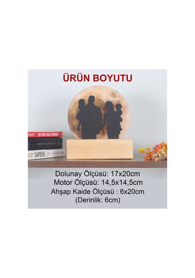 Işıklı Pleksi Dolunay Kişiselleştirilebilir Dekoratif Biblo Family 4 Kişilik Aile Anahtar Askılığı Sarı - 740034972