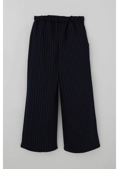 Breeze Kız Çocuk Pantolon Pinstripe Çizgili Çift Bel Detaylı 8-14 Yaş, Lacivert
