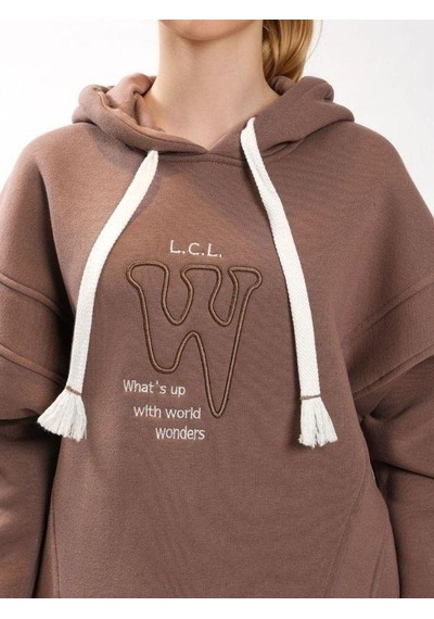 Kız Çocuk Pamuklu Kapüşonlu Yırtmaçlı Yarasa Kol Şardonlu Sweatshirt-13451-kahverengi Kahverengi Kız Çocuk Pamuklu Kapüşonlu Yırtmaçlı Yarasa Kol Şardonlu Sweatshirt-13451-kahverengi Kahverengi