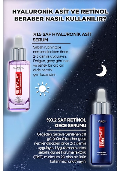 L'Oreal Paris Revitalift Filler %1.5 Saf Hyaluronik Asit   + Saf Retinol Gece Serumu