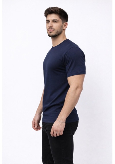 Axxel Erkek Lacivert Kısa Kollu Bisiklet Yaka T-shirt-d677 Lacivert