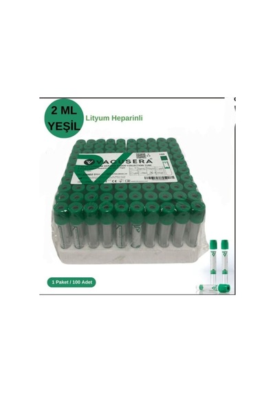 Lityum Hpr Tüp 2 Ml Pediatrik Yeşil Kapak 100lü Paket