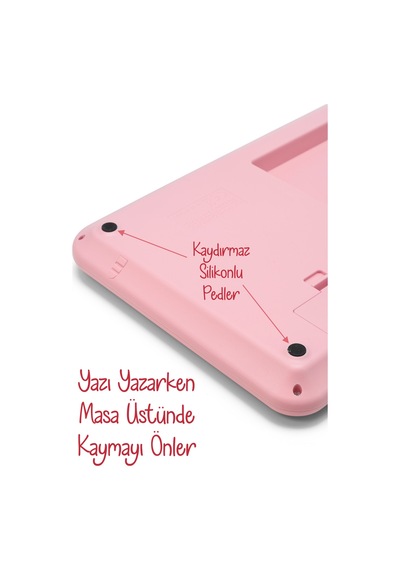 Lcd Ekran Yazı Tahtalı Hesap Makinesi 12 Haneli Tabletli Hesap Makinesi Pastel Pembe