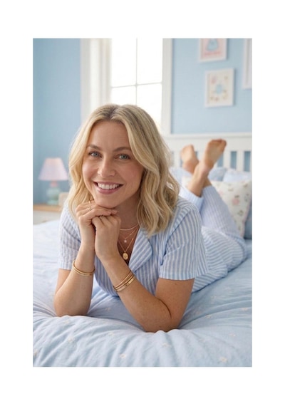 Fit Women Mavi Beyaz Çizgili Bürümçük Kumaş Kısa Kollu Pijama Takımı 4464
