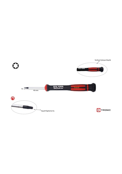 Ceta Form T5 X 40 Mm Elektronikçi Torx Tornavida H04-05-040