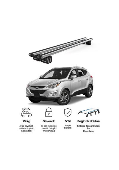 Pençe Hyundai Tucson Ara Atkı 2010-2015 Uyumlu Gri Ara Atkı Port Bagaj Tavan Barı
