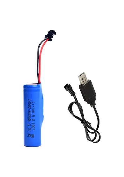 3.7v 14500 Li-on Oyuncak Pili Ve Usb Şarj Cihazı Siyah Soketli