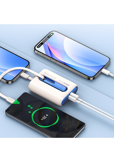 Recci RPB-P12C PD 20W Askı İpli Hızlı Şarj Özellikli Type-C Kablolu 22.5W 9000mAh Powerbank