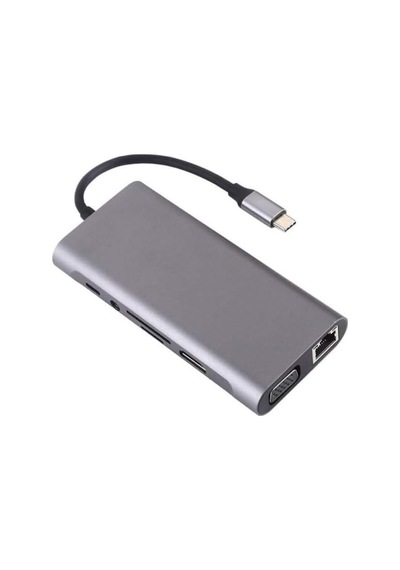Type-c To Hdmı Adaptör 11 In 1 Dört Usb 3.0 Bağlantı Noktası 4k Hdmı Vga Type C Pd Usb3.0 Rj45 Ethernet Sd Tf Kart Okuyucu 3.5mm Aux Macbook Pro Air Uyumlu