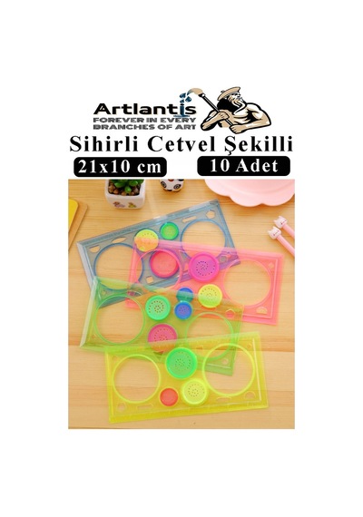 Sihirli Cetvel 10 Adet Plastik Sihirli Daire Cetvel Desen Şablon Çizim Okul Karne Hediye Çok Renkli