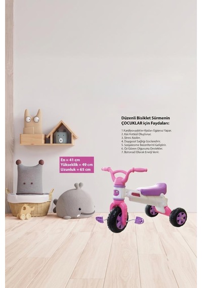 Motor Beceri Gelişimini Destekleyen 65 Cm Bisiklet Eğlence Ve Gelişim Bir Arada Pembe