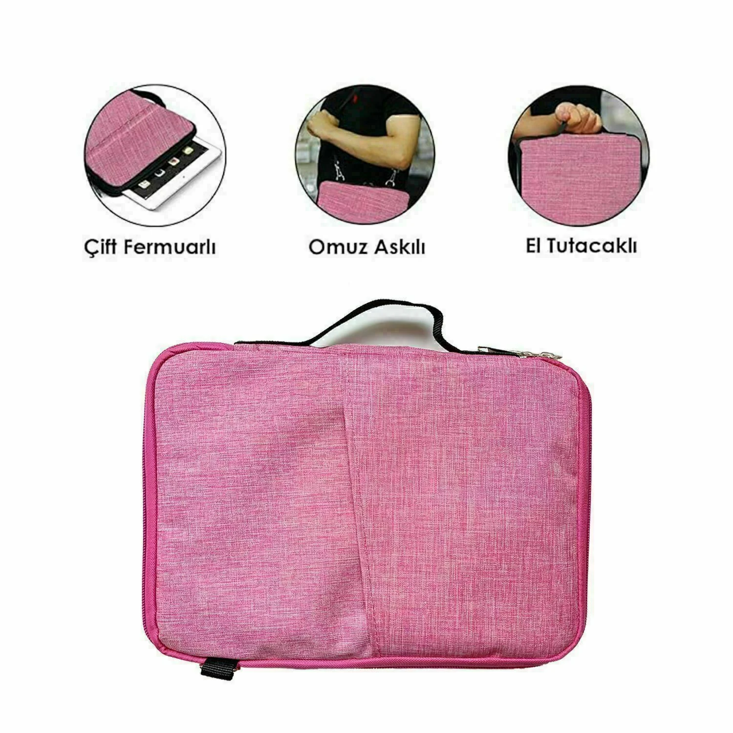 Microcase Apple iPad Air 11 2026 İle Uyumlu Tablet Çanta+türkçe Bluetooth Klavye +mouse+ Standı - Pembe Al8127