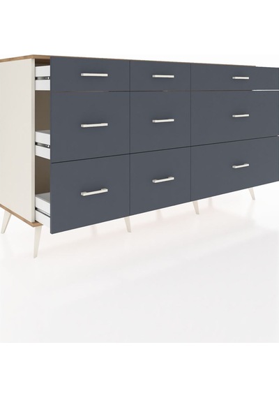 Hyperion Konsol 9 Çekmeceli 176x44x99 Aytaşı-çam/antrasit Beyaz