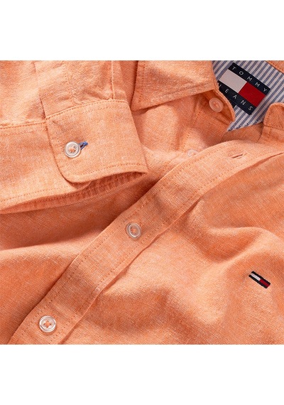 Tommy Hilfiger Tjm Reg Lınen Blend Shırt Ext Erkek Turuncu Uk Gömlek - Dm0dm22761