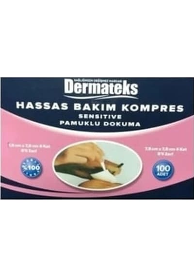 Dermateks 7,5cmx7,5cm 5'li Zarf Kompres Hassas Dokuma 100'lü Kutu