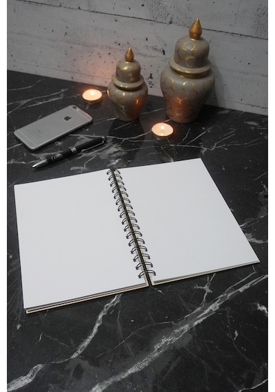 Istanbul Desen Ahşap Defter - Günlük - Çizgisiz Defter Ahşap Rengi Banu - A5 Spiralli Defter