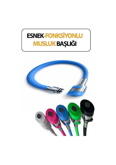 Oynar Başlıklı Spiral Esnek 2 Fonksiyonlu Lavabo & Mutfak Musluk Ucu Mavi Renkli Musluk Başlığı