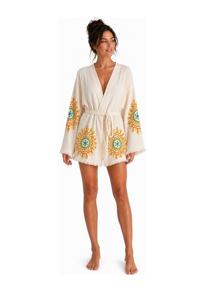 Mulberry Sedna Kadın Ekru Müslin Kimono Bornoz Kuşaklı, Püskül Detaylı, Oversize Rahat Kesim Plaj & Ev Giyim Gümüş Mulberry Sedna Kadın Ekru Müslin Kimono Bornoz Kuşaklı, Püskül Detaylı, Oversize Rahat Kesim Plaj & Ev Giyim Gümüş