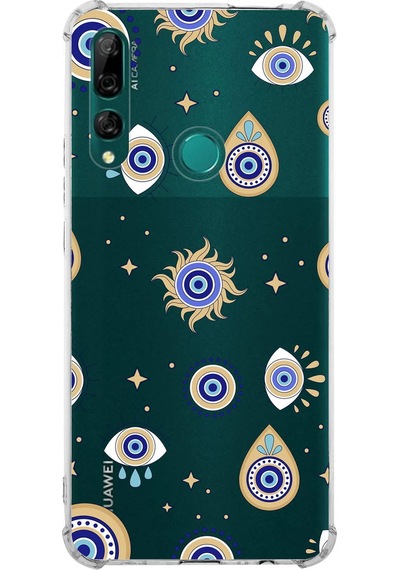 Prinrify Huawei Y9 Prime 2019 Uyumlu Nazar Boncuğu 5 Baskılı Şeffaf Köşe Korumalı Antişok Kılıf