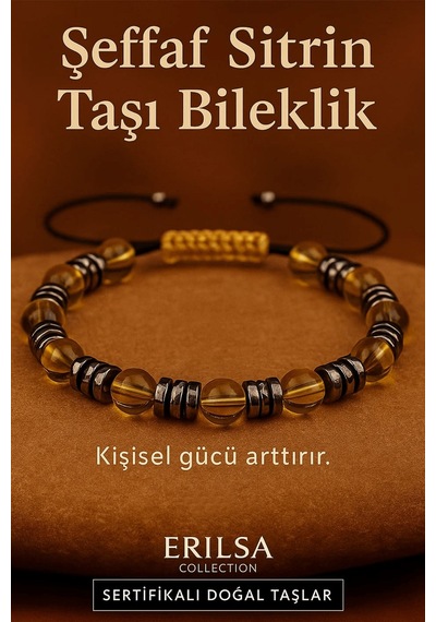 Sertifikalı Şeffaf Bal Sitrin Taşı Bileklik 8x8 Mm Kişisel Güç Çok Renkli