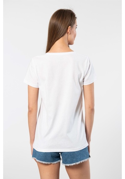 Wtshirt Milano Kısa Kol Derin V Yaka Kadın T-shirt Beyaz Beyaz Wtshirt Milano Kısa Kol Derin V Yaka Kadın T-shirt Beyaz Beyaz