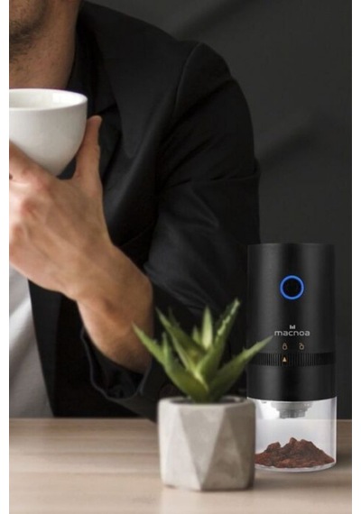 Macnoa Portable Coffee Grinder Siyah, Taşınabilir Titanyum Burr Kahve Öğütücü Kahve Değirmeni & Öğütücüler