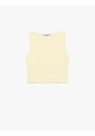 Koton Kolsuz Bisiklet Yaka Slim Fit Crop Bluz Sarı 6sal30050ık Sarı