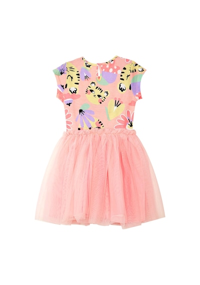 Denokids Leo Flower Kız Çocuk Tüllü Elbise Pembe